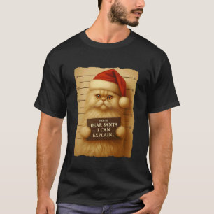 Funny Christmas Cat- Cute Persian Santa Hat Tee