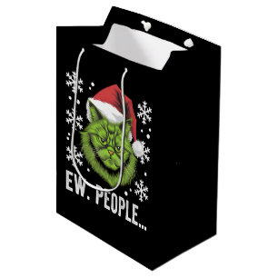 Funny Christmas Cat Ew People Meowy Cat Lovers  Medium Gift Bag
