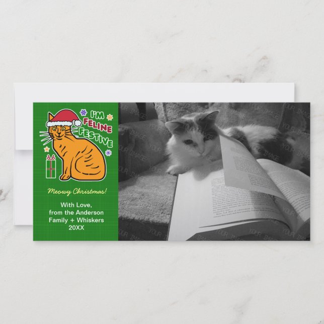 Funny Christmas Cat Feline Festive Holiday Pun Pet Card (Front)