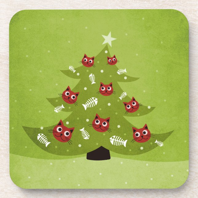 Funny Christmas Cat Lover Coaster (Front)