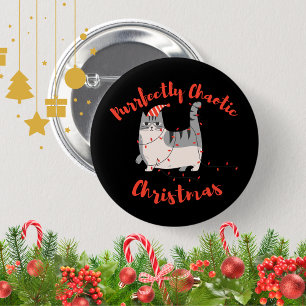 Funny Christmas Cat Meowy Humour Gift 2 Inch Round Button