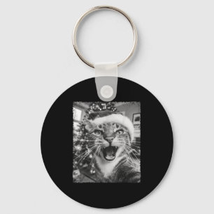 Funny Christmas Cat Selfie Keychain