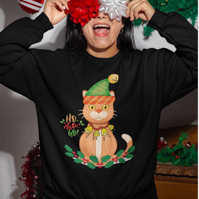 Funny Christmas Cat  Sweatshirt (Christmas Cat Sweatshirt)
