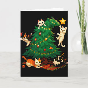 Funny Christmas Cats Climbing Tree Cute Cat Xmas H Card
