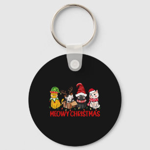 Funny Christmas Cats - Cute Kitten Cats Santa Hat Keychain