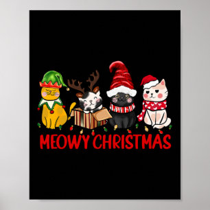 Funny Christmas Cats - Cute Kitten Cats Santa Hat Poster