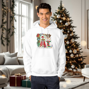 Funny Christmas Cats Holiday Photo Siblings Green Hoodie