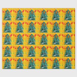 Funny Christmas Cats Tree  Creationarts Wrapping Paper
