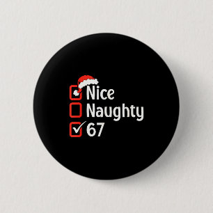 Funny Christmas Checked List Nice Naughty 6 7 Meme 2 Inch Round Button