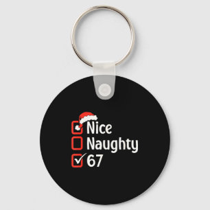Funny Christmas Checked List Nice Naughty 6 7 Meme Keychain