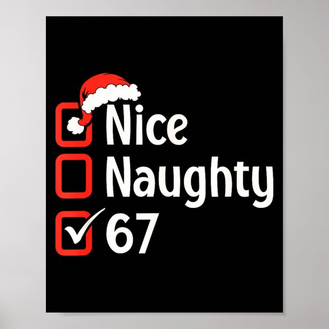 Funny Christmas Checked List Nice Naughty 6 7 Meme Poster (Front)