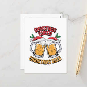 Funny Christmas cheer word art beer Holiday Postcard