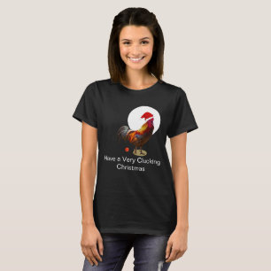 Funny Christmas Chicken Greeting Ugly Black T-Shirt