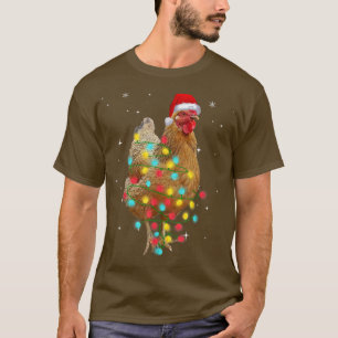 Funny Christmas Chicken Lights And Santa Hat T-Shirt
