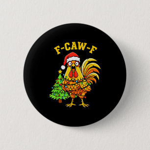 Funny Christmas Chicken Lights Santa Hat F-caw-f 2 Inch Round Button