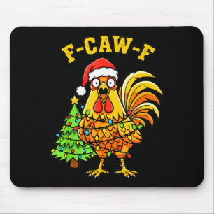 Funny Christmas Chicken Lights Santa Hat F-caw-f Mouse Pad