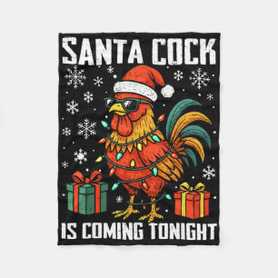 Funny Christmas Chicken Santa Coming Night Humour  Fleece Blanket