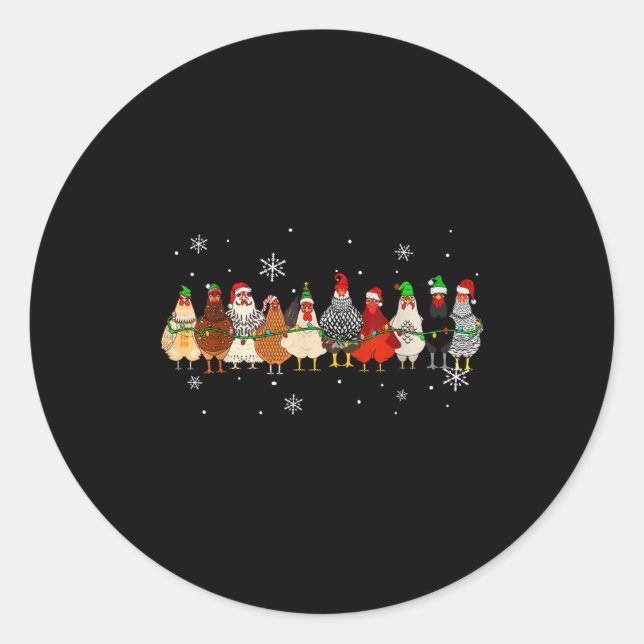 Funny Christmas Chickens Xmas Chicken Farm Animals Classic Round Sticker (Front)