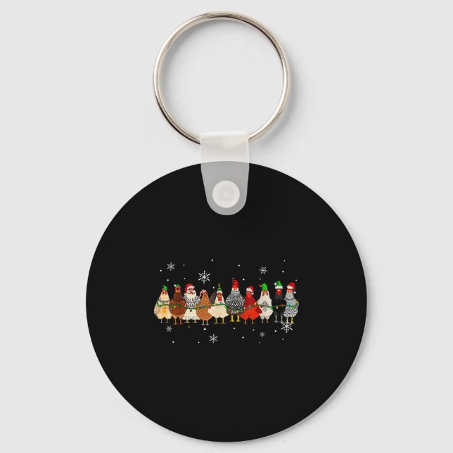 Funny Christmas Chickens Xmas Chicken Farm Animals Keychain (Front)