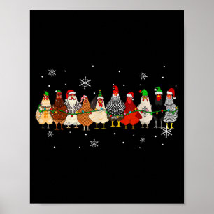 Funny Christmas Chickens Xmas Chicken Farm Animals Poster