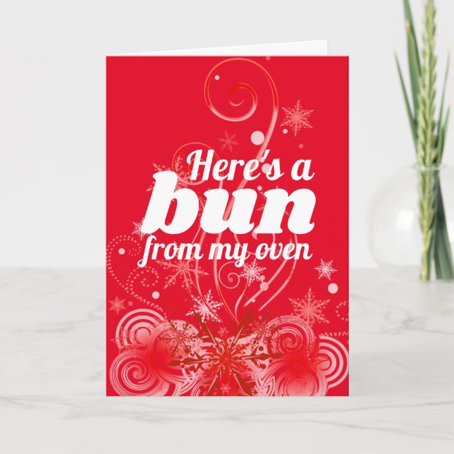 Funny Christmas cinnamon bun baking bakery Holiday Card (Front)