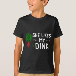 Funny Christmas Ckleball She Likes My Drink Outfit T-Shirt