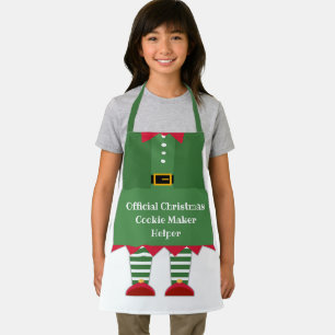Funny Christmas Cookie Maker Helper Elf Green Red  Apron