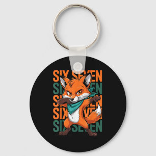 Funny Christmas Cool Fox Dabbing Xmas Dab Six Seve Keychain