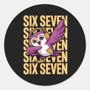 Funny Christmas Cool Owl Dabbing Xmas Dab Six Seve Classic Round Sticker