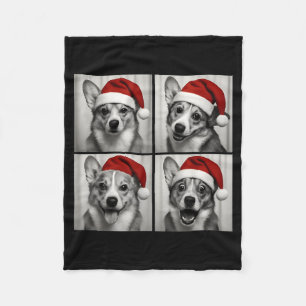 Funny Christmas Corgi Santa Dog Lover Photo Booth Fleece Blanket