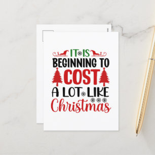 Funny Christmas cost word art Holiday Postcard