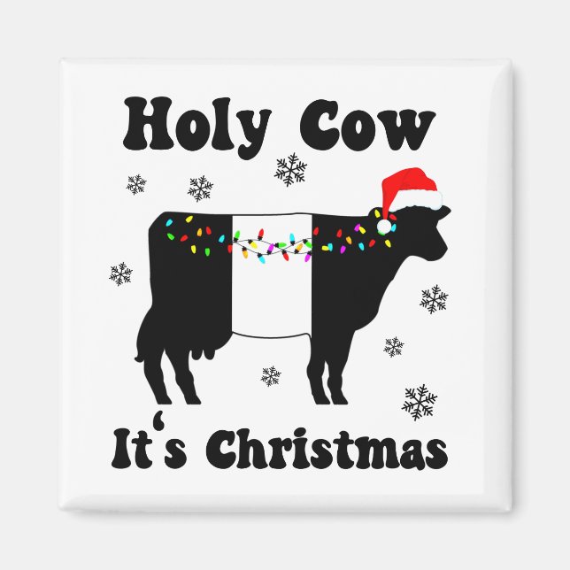 Funny Christmas Cow Belted Galloway Beltie Gift Magnet (Front)