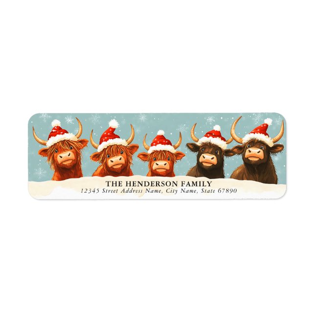 Funny Christmas Cow Return Address Labels (Front)
