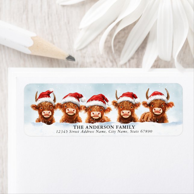 Funny Christmas Cow Return Address Labels (Insitu)
