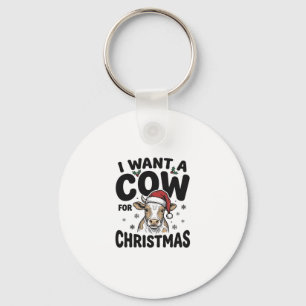 Funny Christmas Cow Vintage Holiday Shirt Design_1 Keychain