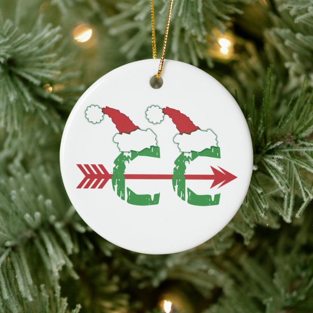 Funny Christmas © Cross Country Running (2-sided) Ceramic Ornament (Tree)