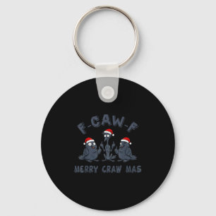 Funny Christmas Crow Graphic – F-caw-f Merry Craw Keychain