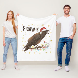 Funny Christmas Crow Raven F-CAW- F Fleece Blanket