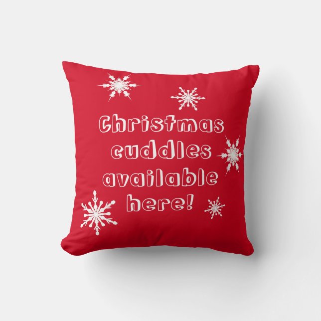 Funny Christmas Cuddles Available Here Throw Pillow (Front)