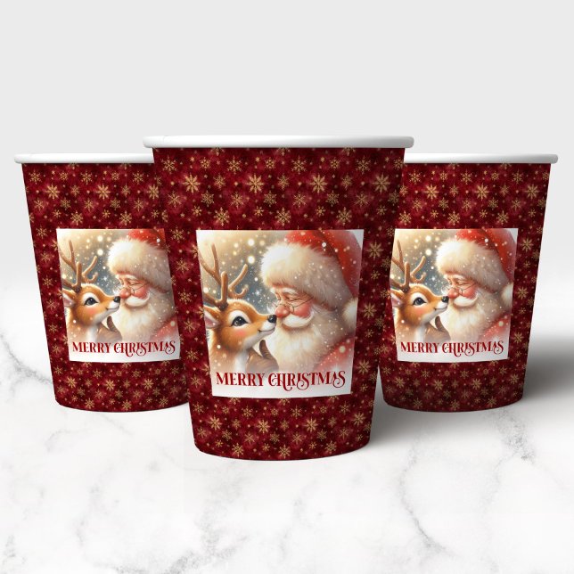 Funny Christmas Cups with Santa Claus and Rudolph (Funny Christmas Cups with Santa Claus and Rudolph)