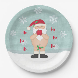 Funny Christmas Cute Custom Naughty Santa Paper Plate