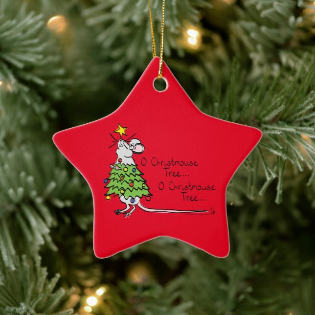 Funny Christmas Cute Mouse Tree Cartoon Ceramic Ornament (Tree)
