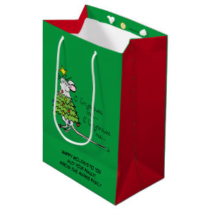 Funny Christmas Cute Mouse Tree Cartoon Medium Gift Bag