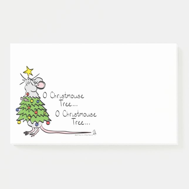 Funny Christmas Cute Mouse Tree Cartoon Post-it Notes (Front)