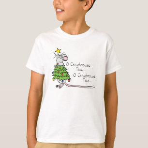 Funny Christmas Cute Mouse Tree Cartoon T-Shirt