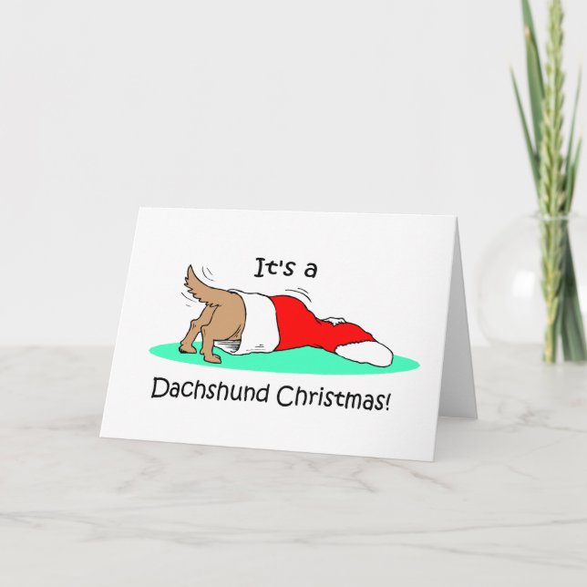 Funny Christmas Dachshund Holiday Card (Front)