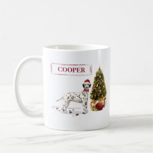 Funny Christmas Dalmatian Dog and Tree Coffee Mug