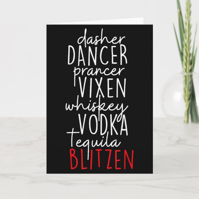 Funny Christmas Dasher Dancer Prancer Vixen Whiske Card (Front)