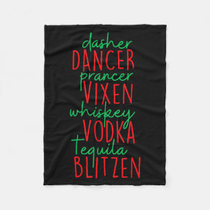 Funny Christmas Dasher Dancer Prancer Vixen Whiske Fleece Blanket