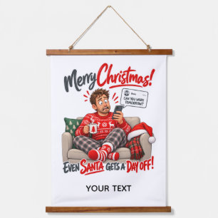 Funny Christmas Day Off Personalized Card Hanging Tapestry
